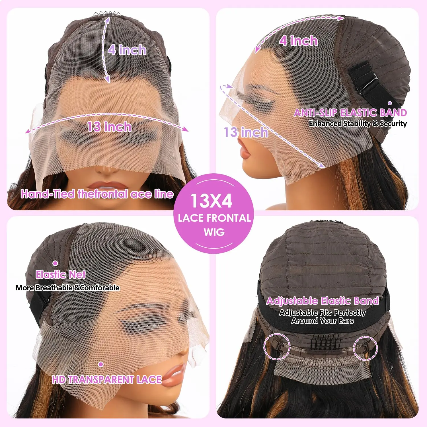 Highlight Ombre Lace Front Wig Human Hair Body Wave Pre Plucked 1B/30 Lace Front Human Hair Wig 200 Density 30 Inch For Women image 5