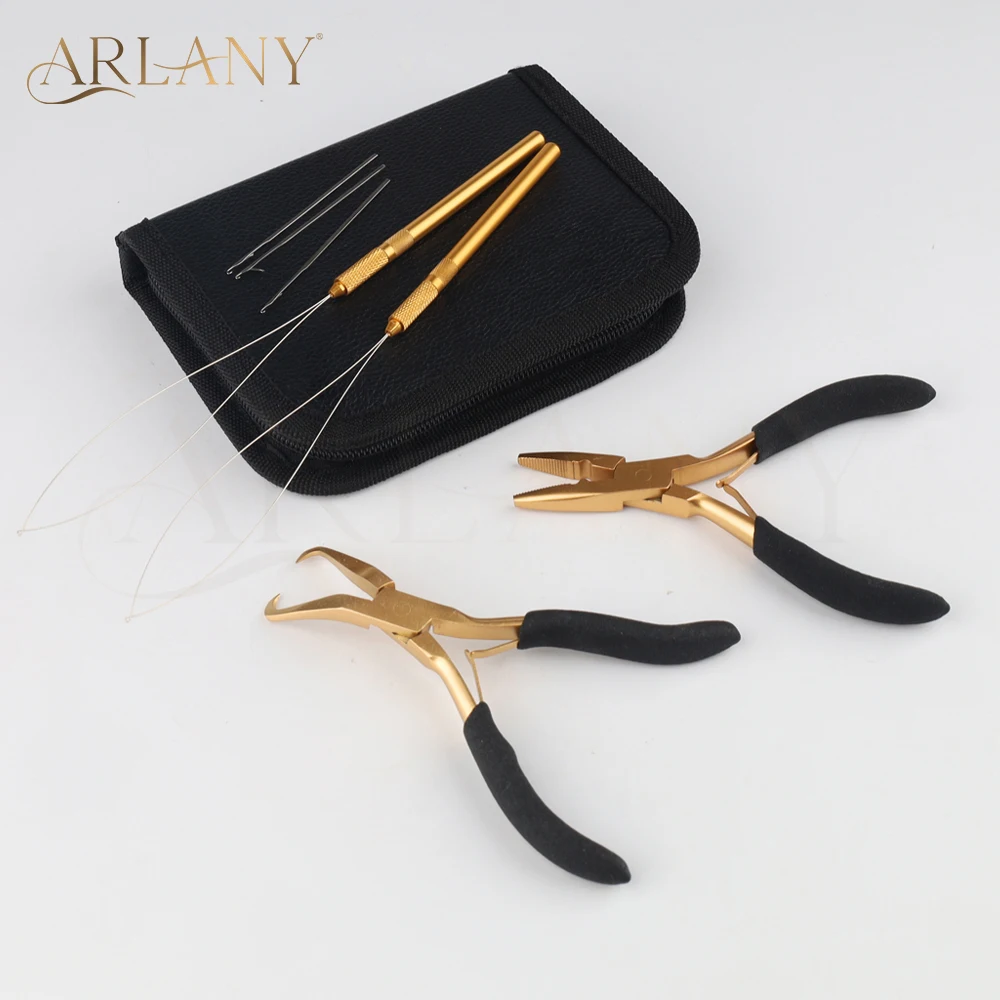 

ARLANY Hair Extension Pliers & Bead Extension Tool Kit for Micro Beads Cloth Bag Pliers for Weft Extensions Hair Tinsel