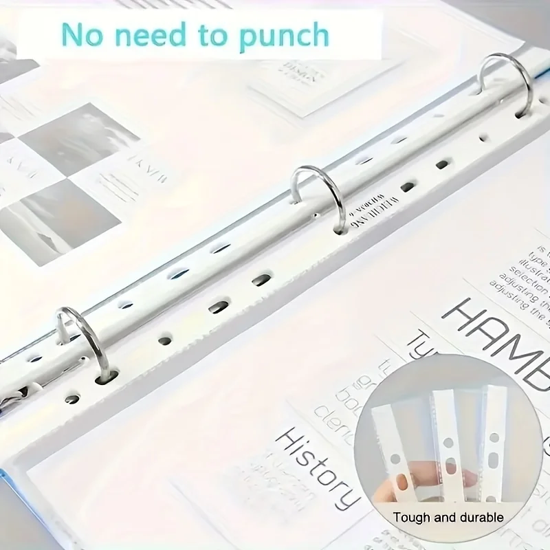 100pcs A4 File Bags | 11-Hole for 2-Ring & 3-Ring Binders | Durable PP Material | Office & School Organization | Protective Case