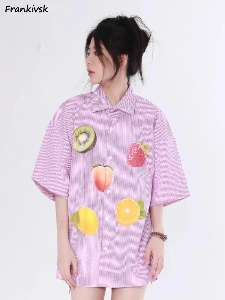 

Women Shirts Printed Popular Schoolgirls All-match Cool Baggy Streetwear Japanese Style Youthful Vitality Harajuku Lovely New