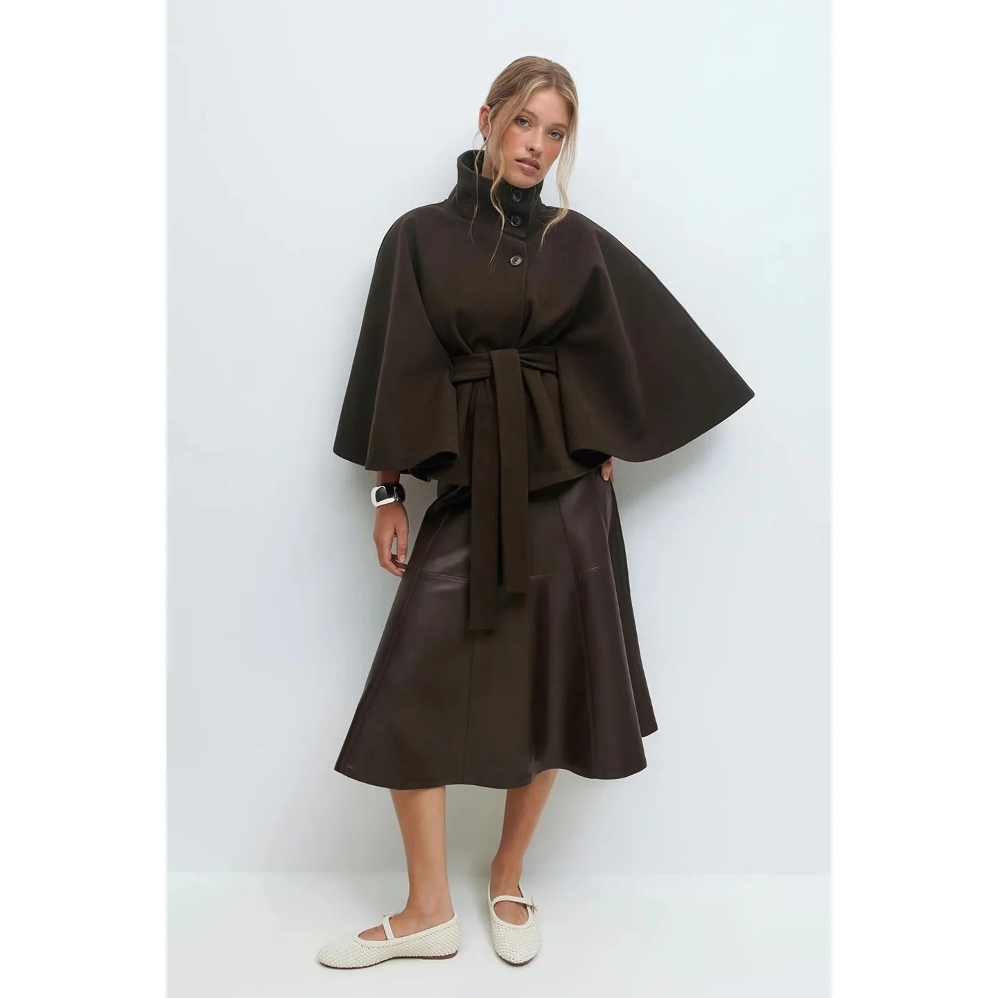 الرجعية Sle فضفاضة تناسب طويلة Sve الوقوف طوق معطف ort مع حزام الخريف جديد وصول المرأة ملابس خارجية صوفية #4