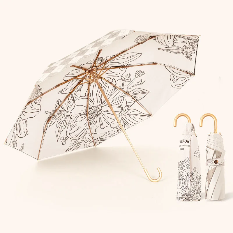 Creative Flower Umbrella Double Layers Umbrella Men Women 3-Folding UV Sun Protection Parasol Umbrella Sombrillas De Papel Boda