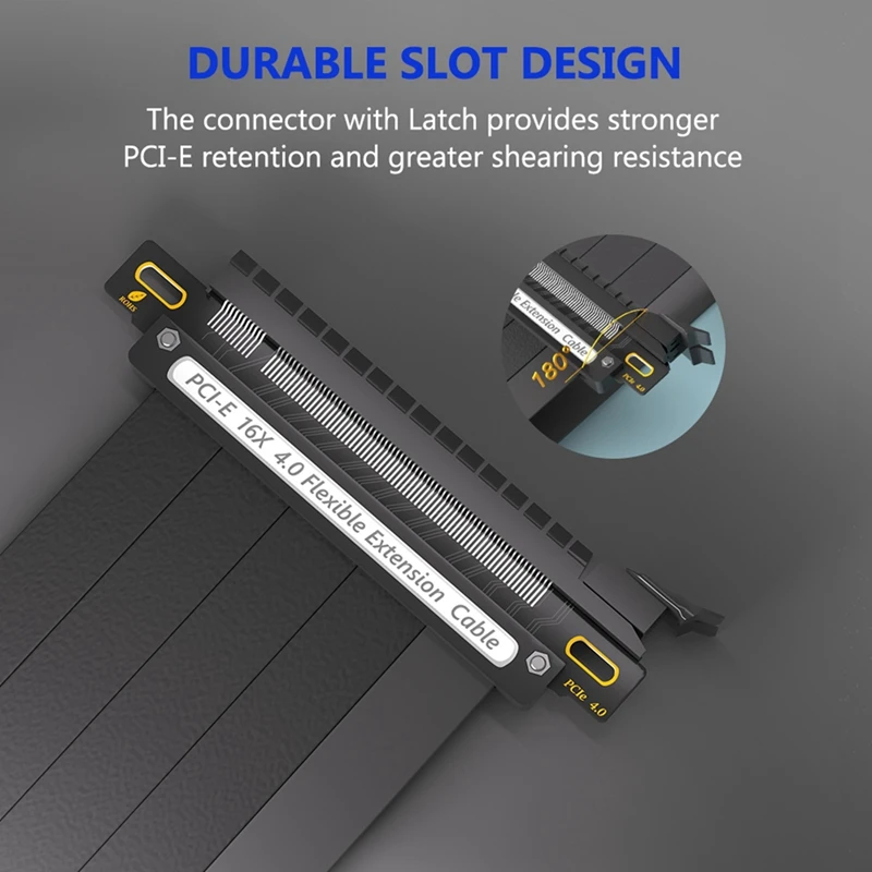 Extension Cable PCIE 4.0 16X High Speed GPU Riser Cable With PCI Express Port For GPU 180 Degree  25Cm