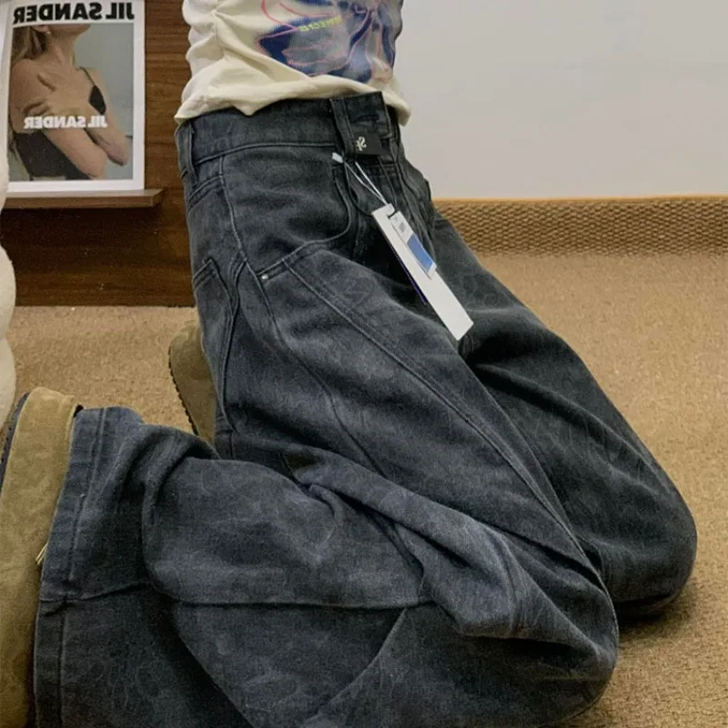 

Новые женские джинсы прямого кроя на весну-осень, с высокой талией, облегающие, однотонные, повседневные, в пол