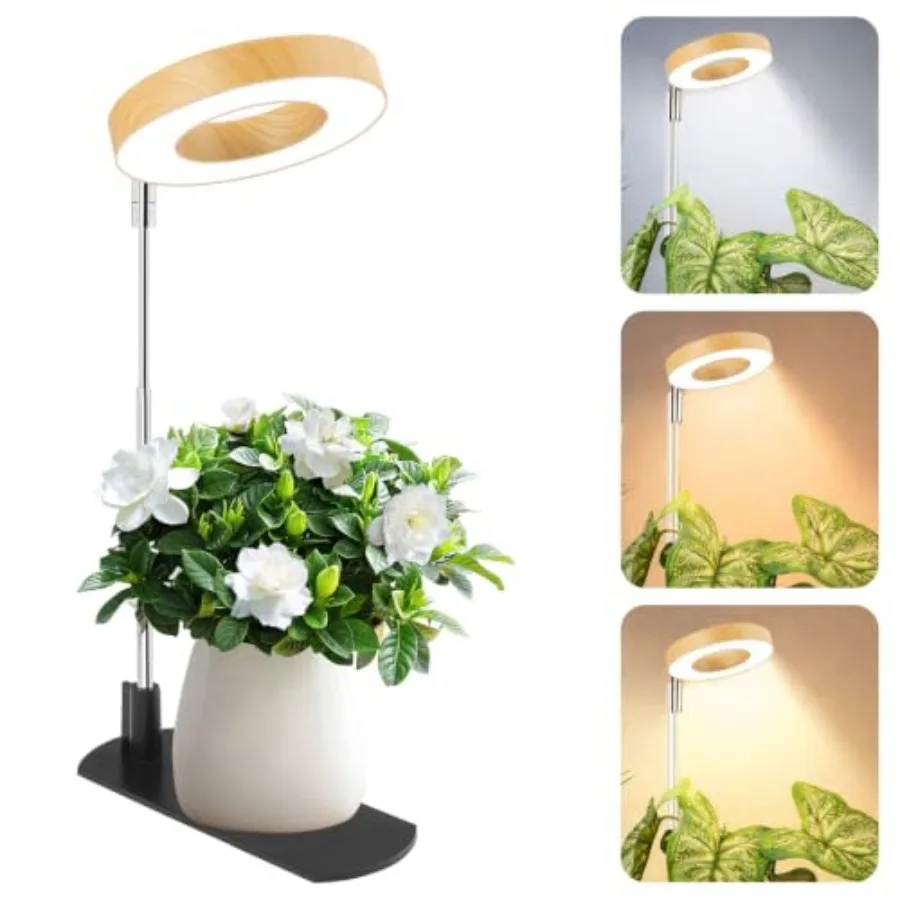Grow Light for Indoor Plants, Full Spectrum Plant Light with Base, Height Adjustable Plant Grow Lamp with Auto Timer 6/8/12/16H