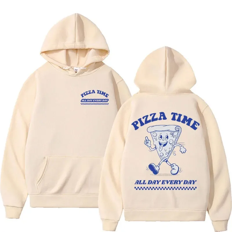 

Funny Pizza Time meme graphic hoodies men women retro aesthetic clothing sweatshirt fashion casual oversized pullover hoodie