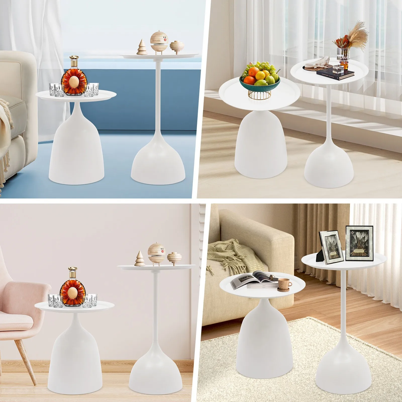 طاولات المقهى، مجموعة طاولات جانبية مستديرة أنيقة للأريكة والقهوة والبار تستخدم طاولات نهاية حديثة بتصميم قاعدة