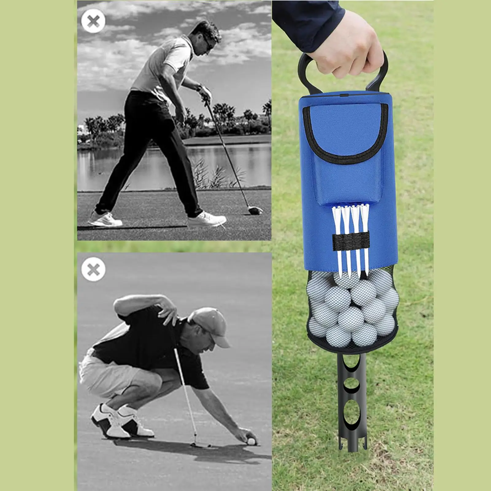 Golf Ball Shagger Removable Large Capacity Nylon Cloth Storage Holds 70 Balls Pocket Shagger for Men Women Professionals