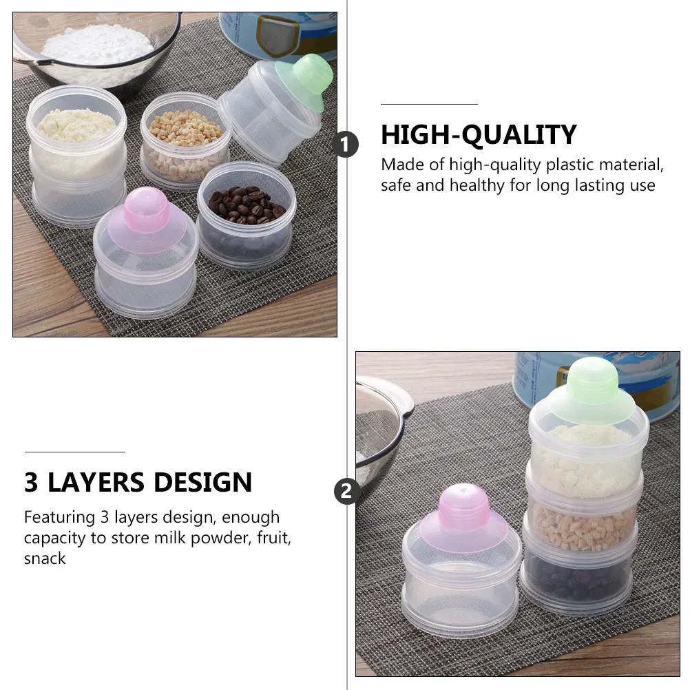 

3pcs Baby Milk Powder Box 3-Layer Stackable Food Storage Container Funnel Design Snack Candy Dispenser Air-Tight Travel Infant