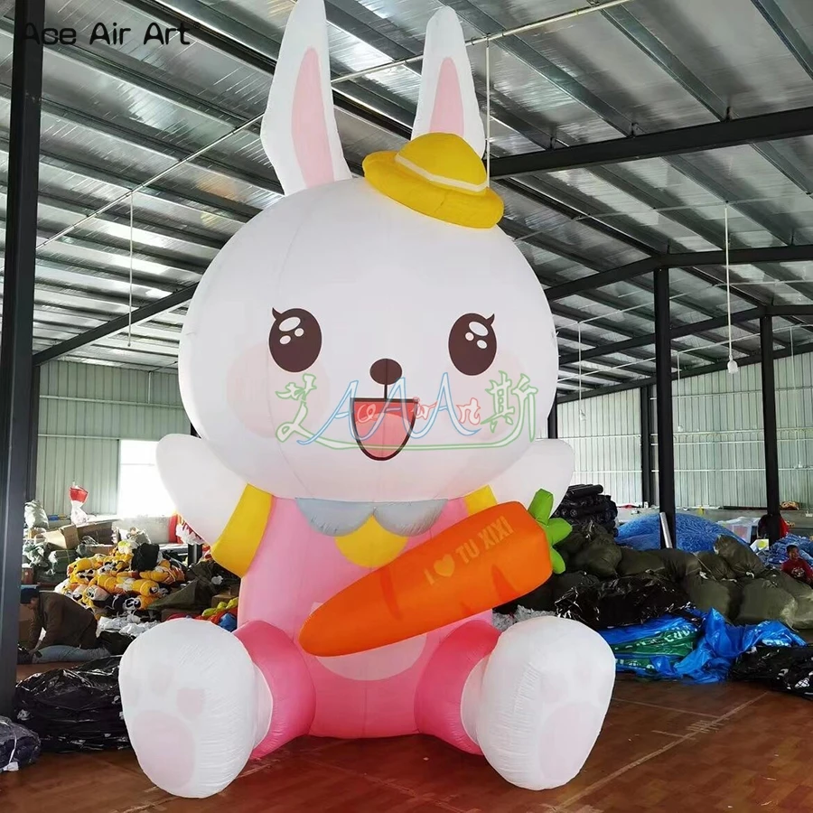 

Inflatable Lunar New Year Rabbit Holding Carrot Cartoon Outdoor decoration Bunny for Event or celebrating