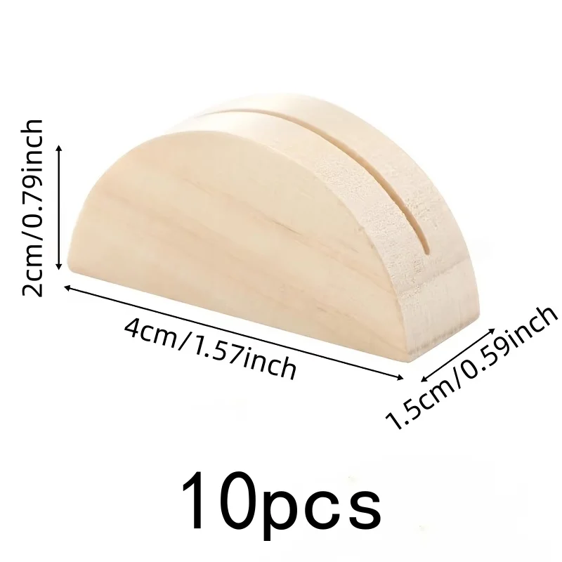 10 pcs Semi Circle Wood Bases Natural Wood Finish, designed for Photo Card Holders, Aesthetic Minimal Design
