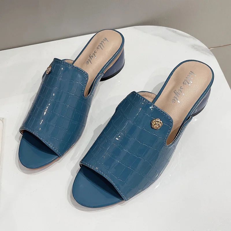 

Soft Leather Women Shoes Red Sexy Female Flipflop Slippers NEW Summer Fashion Heels Slides Shoes for Girls Comfortable Sandals