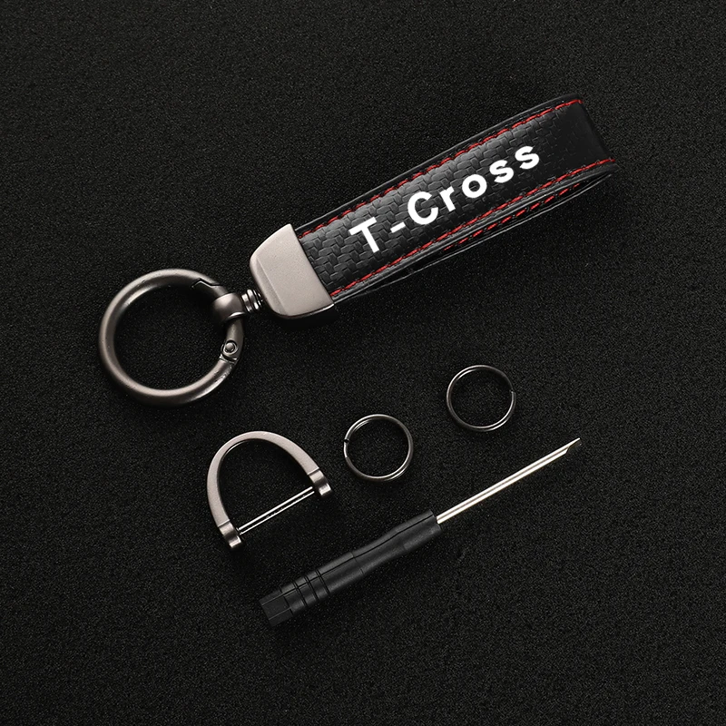 Leather car keychain Horseshoe Buckle Jewelry for T-CROSS tcross T CROSS car with logo Accessories