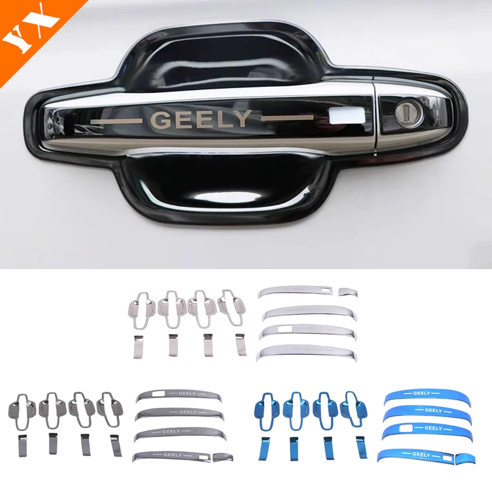 For Geely Atlas Pro 2020-2023Carbon Plastics Door Handle Bowl Protector Car Window Handrail Decoration Cover Trim Set