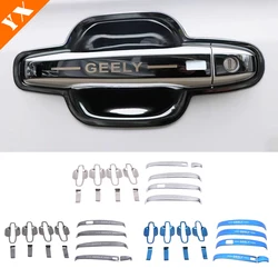 For Geely Atlas Pro 2020-2023Carbon Plastics Door Handle Bowl Protector Car Window Handrail Decoration Cover Trim Set