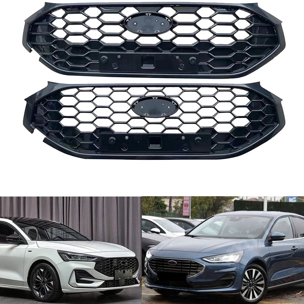 Car Front Bumper Grill Upper Grille Fit For Ford Focus /ST-Line 2022 2023 2024 GLOSSY Black