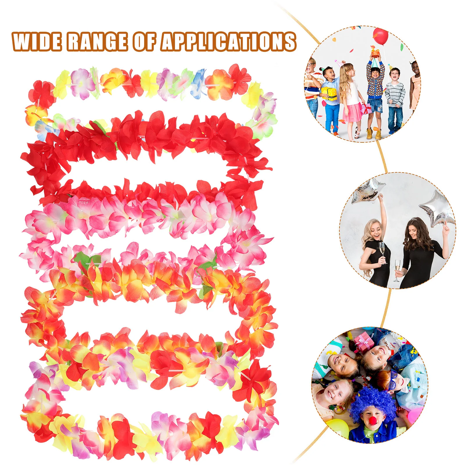 

5Pcs Grass Skirt Dance Leis Colorful Hawaiian Artificial Flower Necklaces Lightweight Soft Comfortable Party Decor for Adults