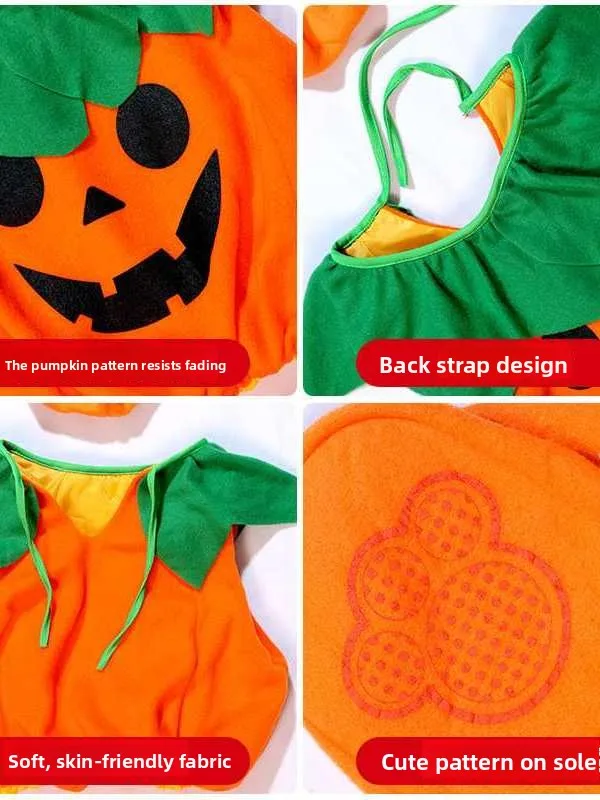 

Cute Pumpkin Shaped Children's Halloween Cosplay Jumpsuit Comfortable Soft Material Cultural Ethnic Style Stage Performance Wear