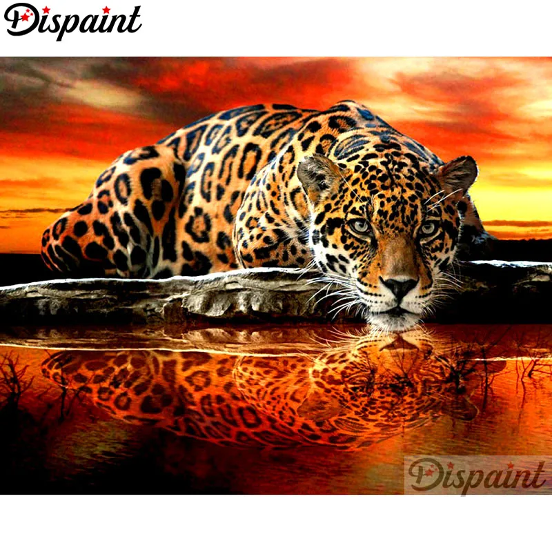 

Dispaint Full Square/Round Drill 5D DIY Diamond Painting "Animal leopard" Embroidery Cross Stitch 3D Home Decor A10367