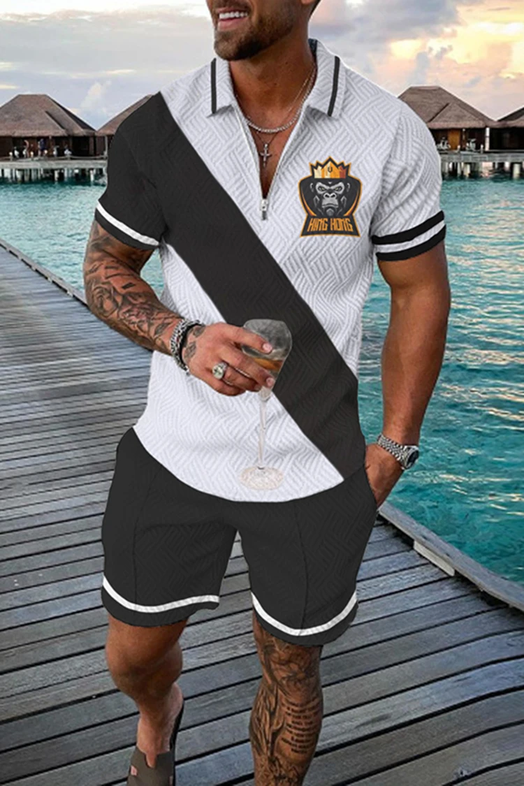 Sommer Herren Luxus Polos hirt Shorts Anzug Modetrend Trainings anzug 2 Stück Vintage Tiger Print Outfit Set männliche Freizeit kleidung – Detail 17
