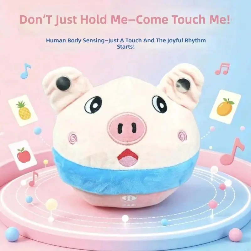 Tap-Activated Pig Musical Plush Toy with Changing Rhythm Tones, Battery-Powered Cord-Free Sound Interaction for A2UB