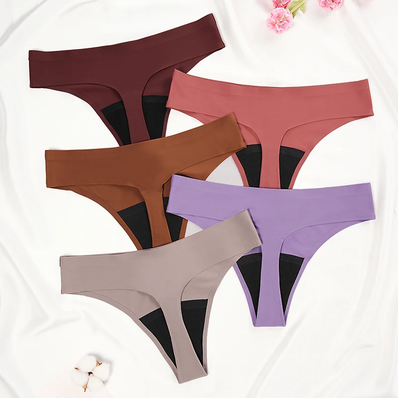 New Design Seamless Low Waist Leak Proof 4 Layer Menstrual Panties Washable Light Flow Period Panties For Women Thong