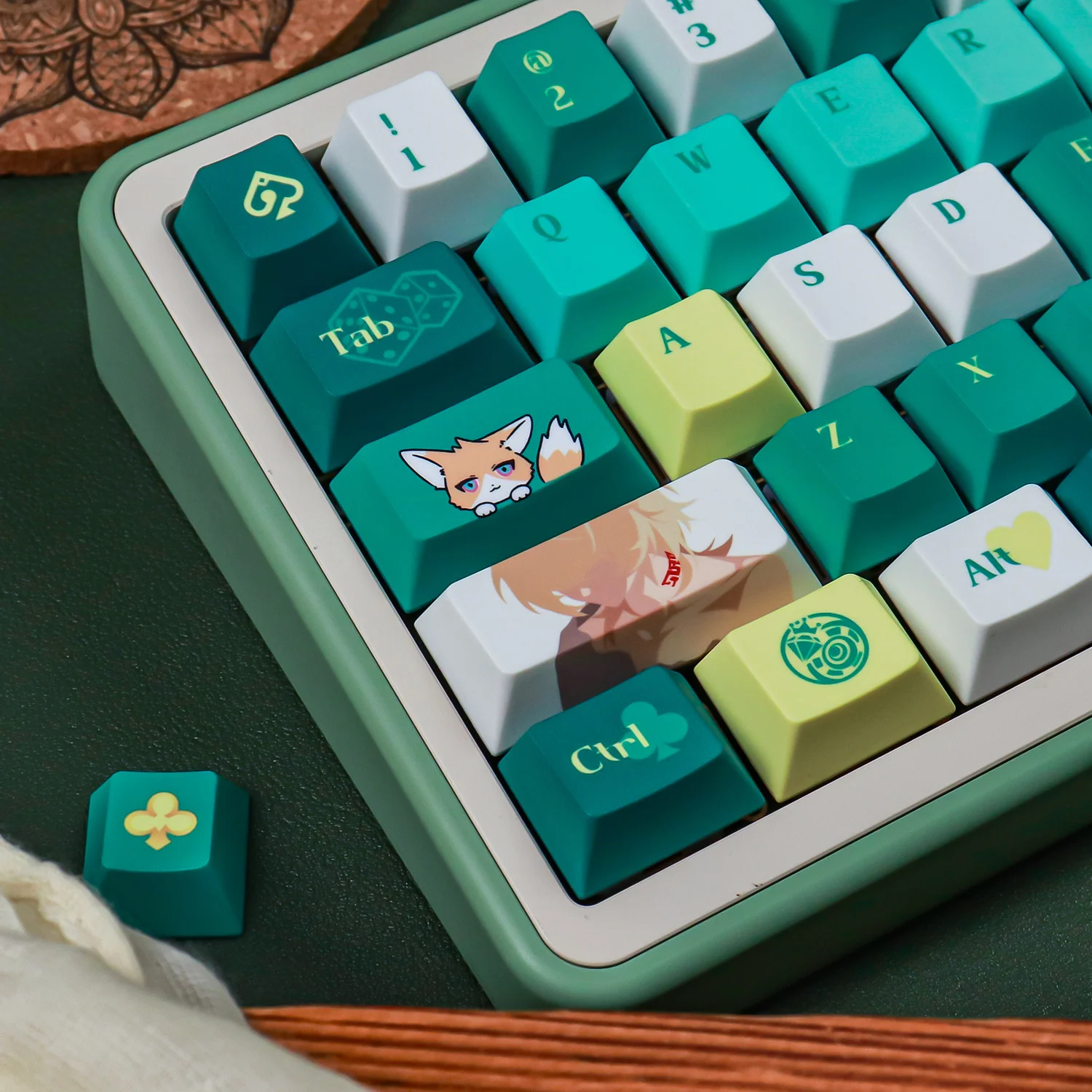 MAIMOOO Aventurine Anime Keycaps Cherry Profile Honkai: Star Rail Game Keyboard Caps PBT Thermal Sublimation Custom Green Keycap