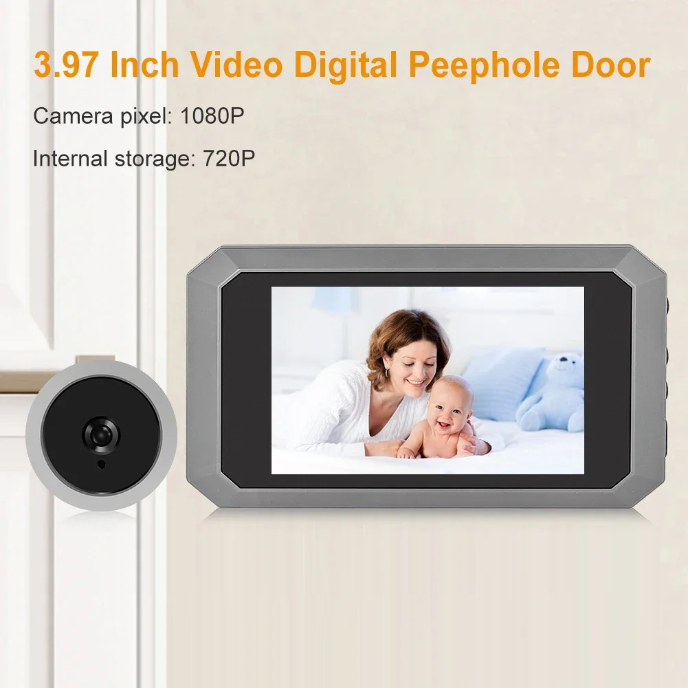 Digital Magic Eye Electronic Viewfinder Photo Recording Video Digital Door Viewer 3.97in LCD Screen Door Peephole Camera 1400mAh