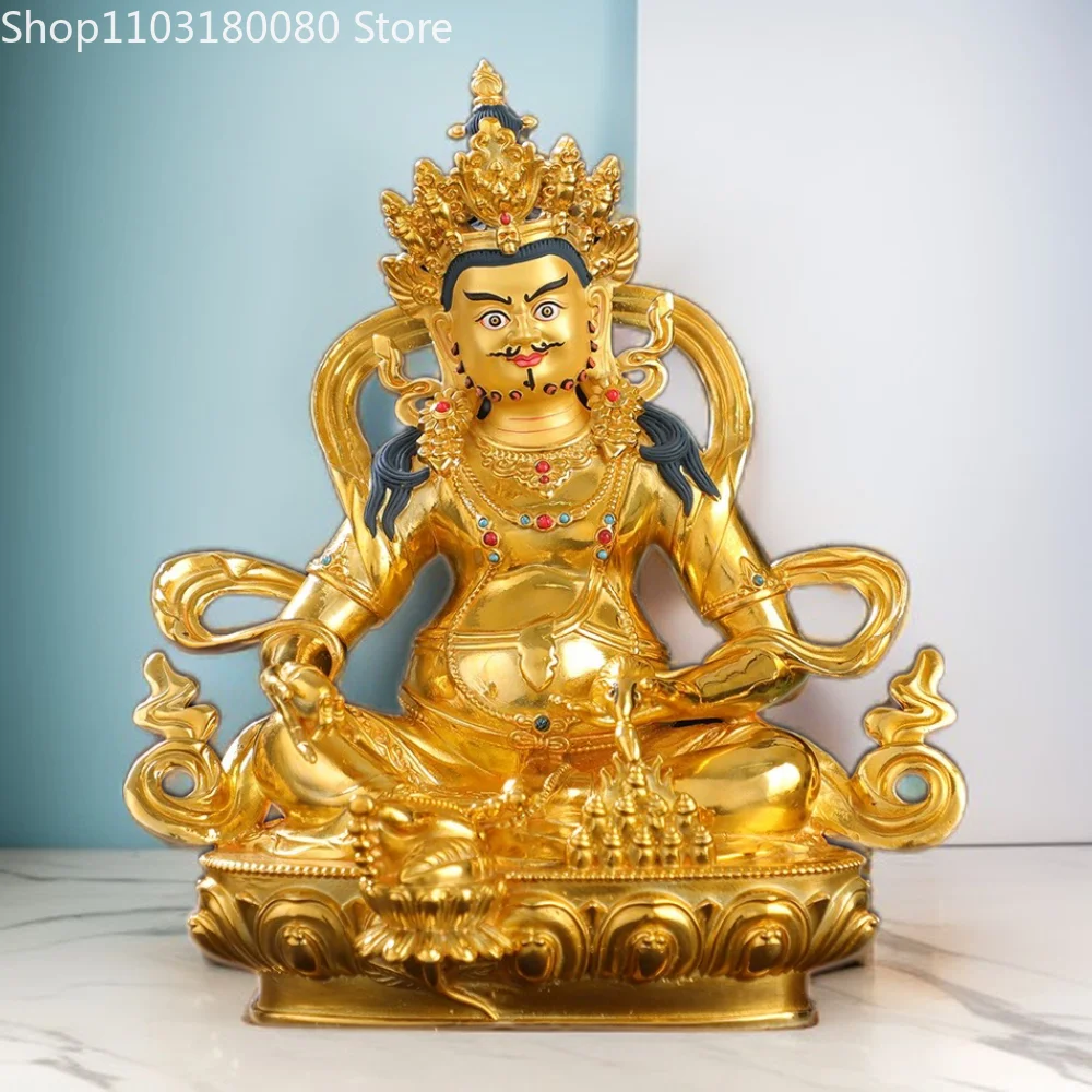 46cm Copper brass gilding Yellow Jambhala buddha statue Tibet buddhism God of wealth sculpture Large size For Temple Home