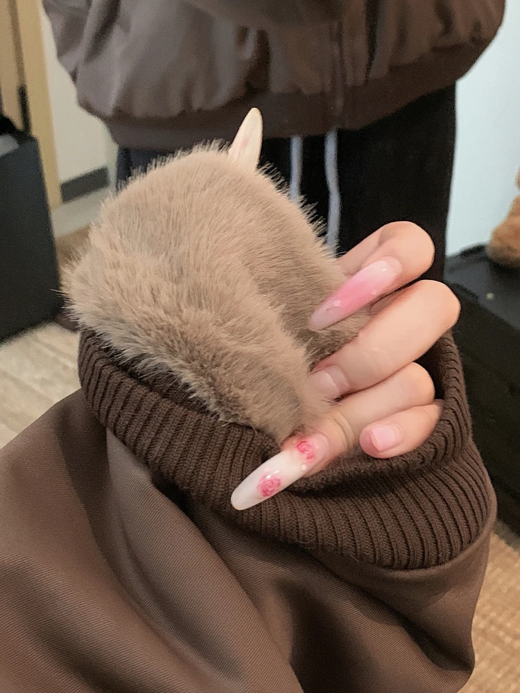 

American Sle Double-Sided Waed Canvas Fur Workwear Jaet Women Winter Thiened Cotton Coat Trendy Faion