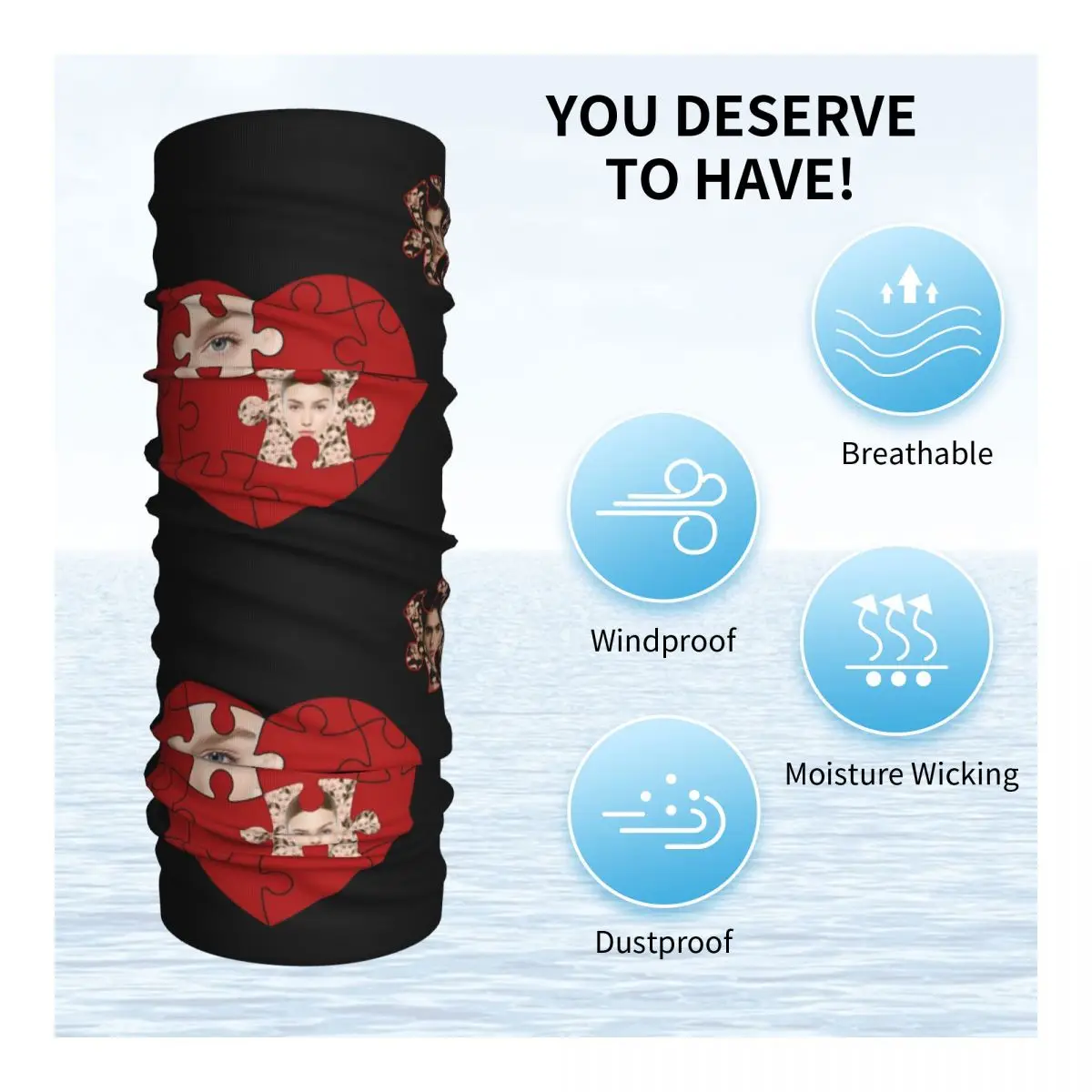 Benutzerdefiniertes Puzzle-Design, individuelles Gesicht, Foto, Halstuch, Damen und Herren, winddicht, Winter, besondere Geschenke, Bandana-Schal zum Radfahren