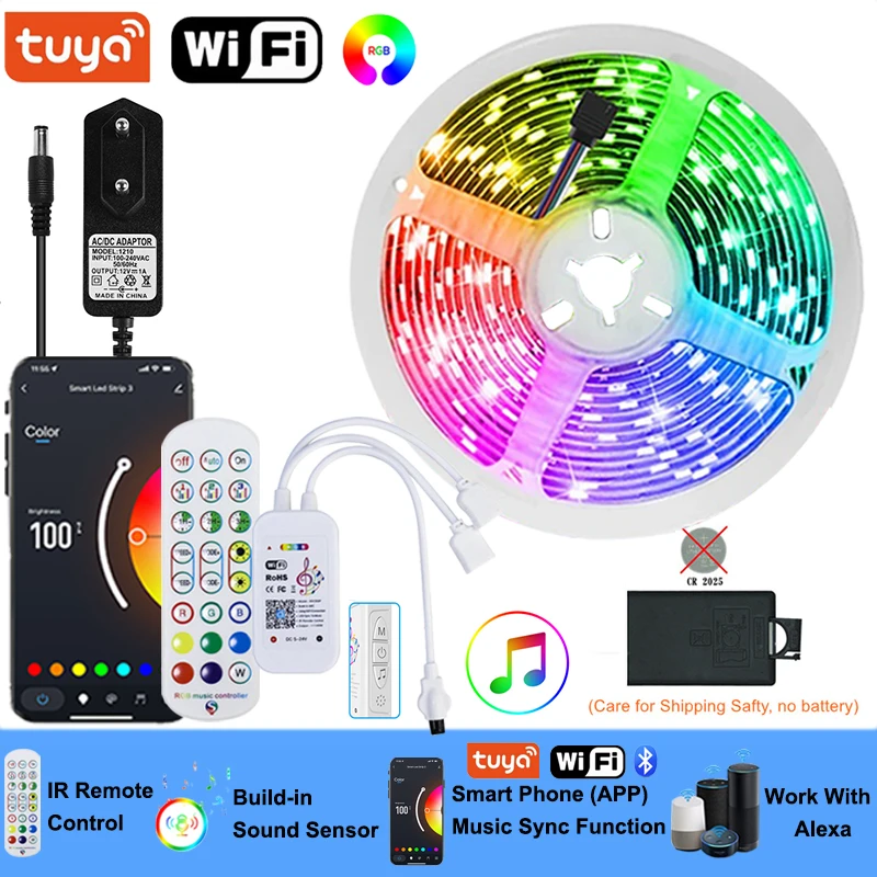 WiFi LED Strip Verlichting 5-30 M 220 V 110 V RGB 5050 Tape Lamp Alexa Bluetooth Rgb Led verlichting Strips Kerst Decoratie Verlichting