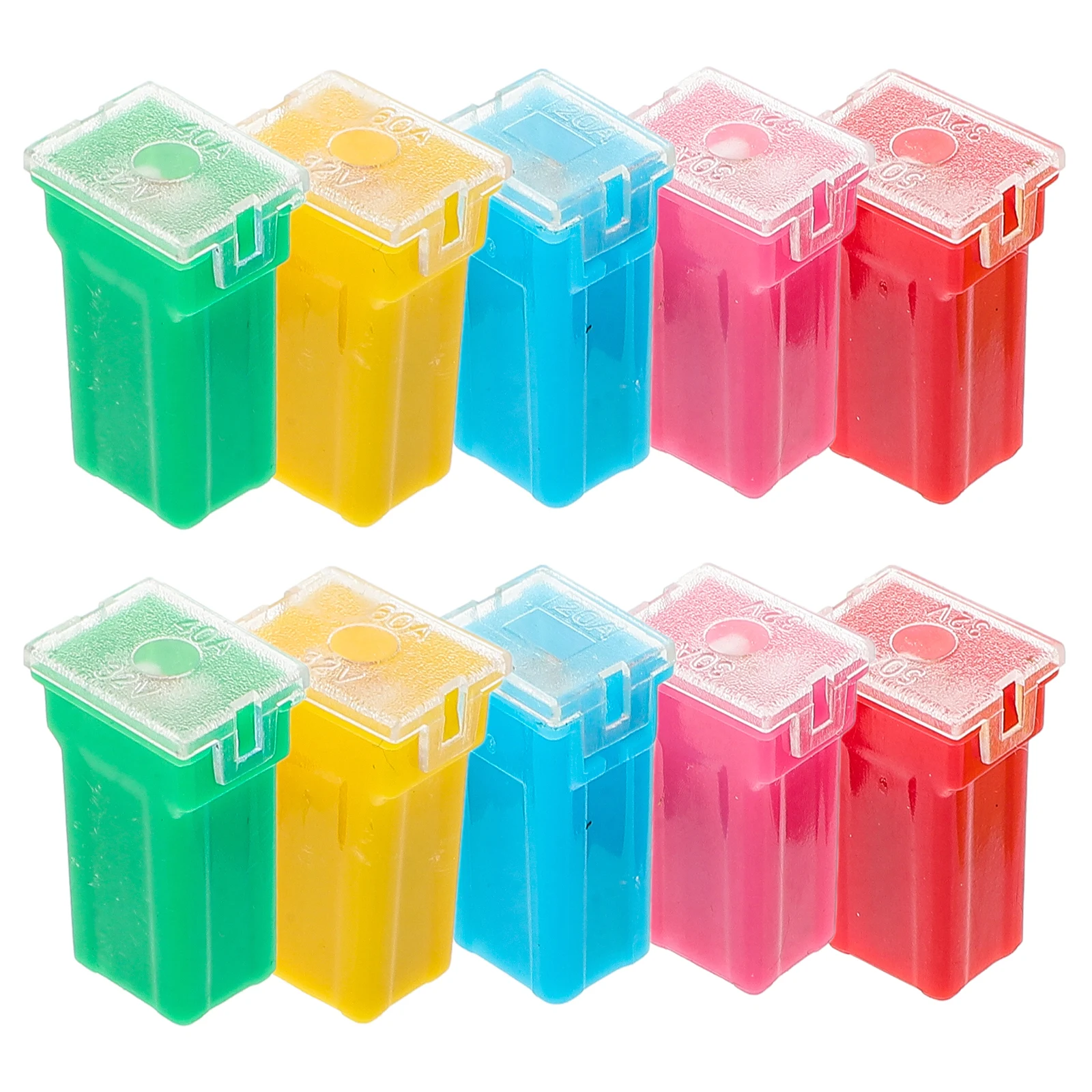 

10pcs Car Fuses Square Blocks 20A 30A 40A 50A 60A Universal Replacement Fuse Automotive Parts Vehicle Supply Circuit