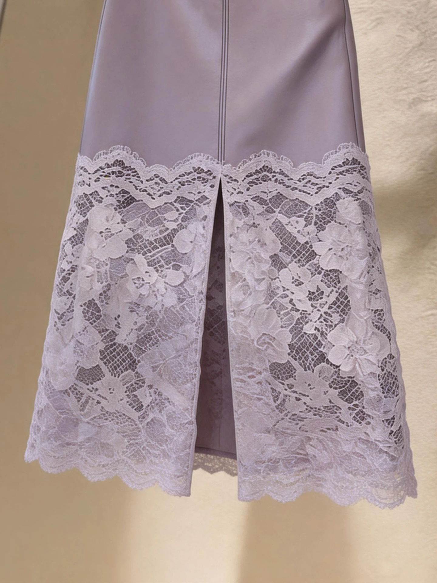 Lace Splice A-Line  Skirt Women's Summer Commute High Waist Slim Straight Skirt Gentle A-Line Skirt Purple Taro