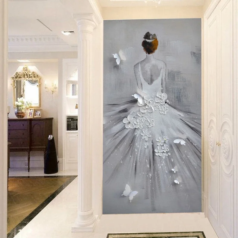 ロマンチックな美容ダンサーの油絵,カスタム壁画,3D個性アート壁紙,リビングルーム,入り口,廊下,レストラン