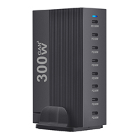 300W GaN Desktop Charger 8-port Type C PD Charger 3.0 Type C Portable Fast Phone Charger For Samsung Iphone16 15