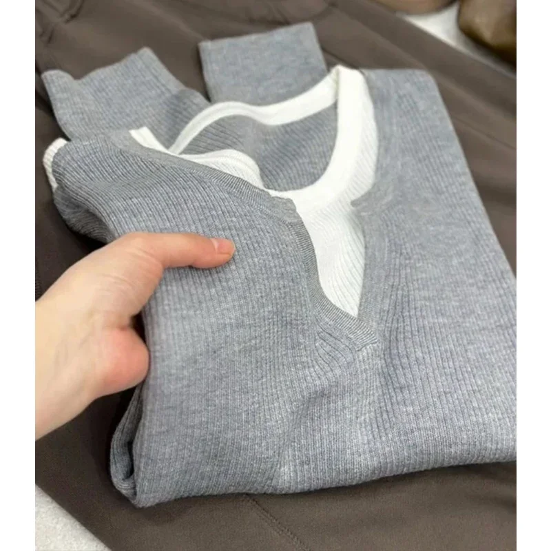 

Women's Clothing Long Sleeved Fake Two-piece Pullover Sweater for Women Autumn Winter Loose Temperament Versatile Knitted Top