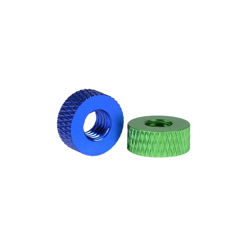 M3 M4 M5 M6 Anodized Colorful Aluminum Alloy Knurled Thumb Nut Through Hole Knurled Ultra Thin Flat Fixing Nut Thickness 5mm
