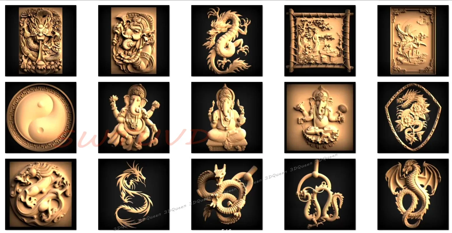 65+Asia STL Collection 3D Models for CNC Routers for CNC Collection Design Drawing Files Woodworking Wood Router