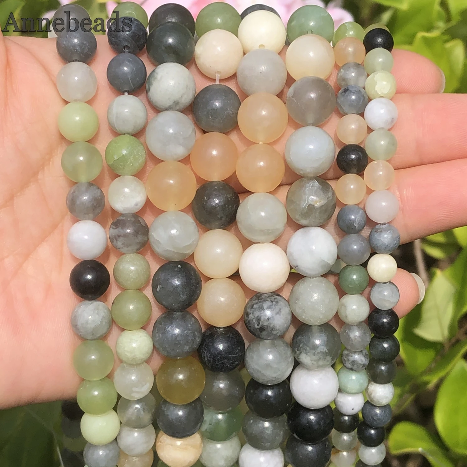 Natural Flower Lace Green Jades Stone Beads Round Loose Spacer Beads For Jewelry Making Diy Bracelet Necklace Accessories 6-10mm