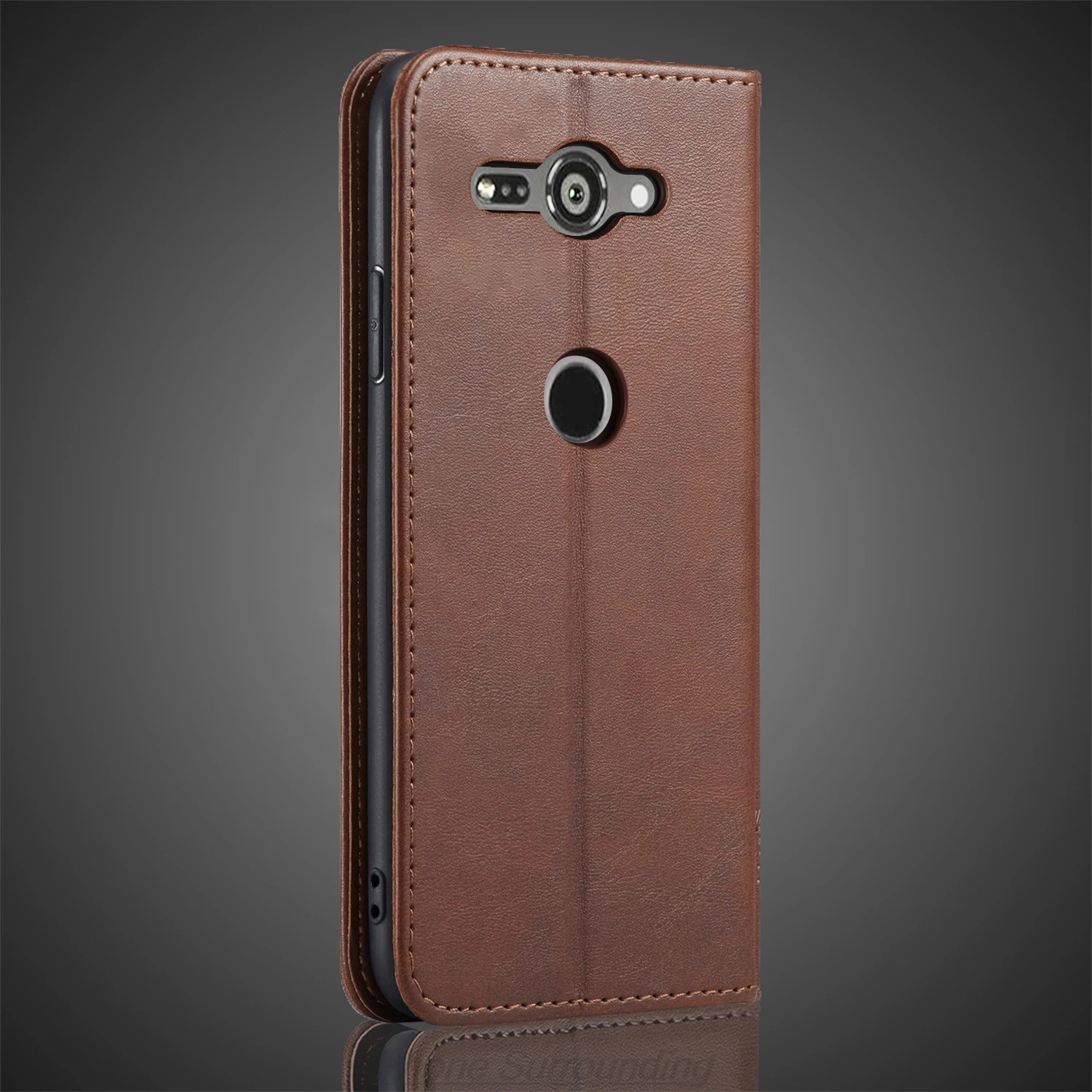 Funda de cuero para Sony Xperia XZ2 Compact 5,0 "funda con tapa tarjetero funda con atracción magnética funda tipo billetera Fundas Coque