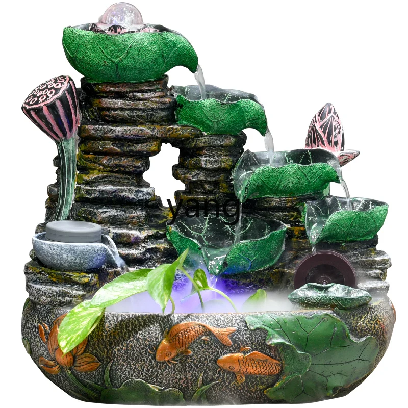 LH  rockery landscape fountain entrance decoration desktop water wheel feng shui wheel lucky opening water making money ornament