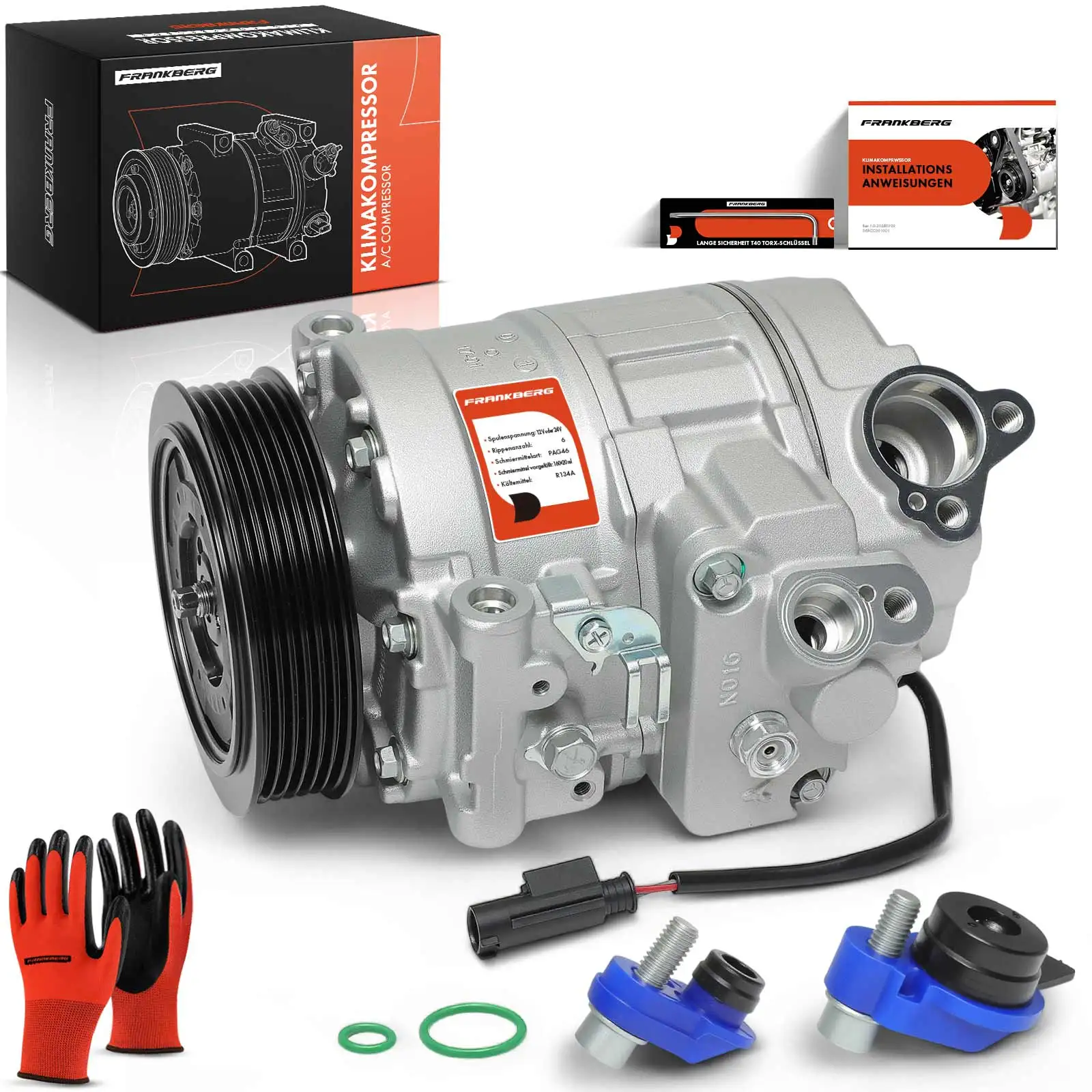 Frankberg 1x klimaatcompressor voor BMW E90 E91 E92 E93 E81 E87 X1 E84 2.5L 3.0L 64526956716 6956716
