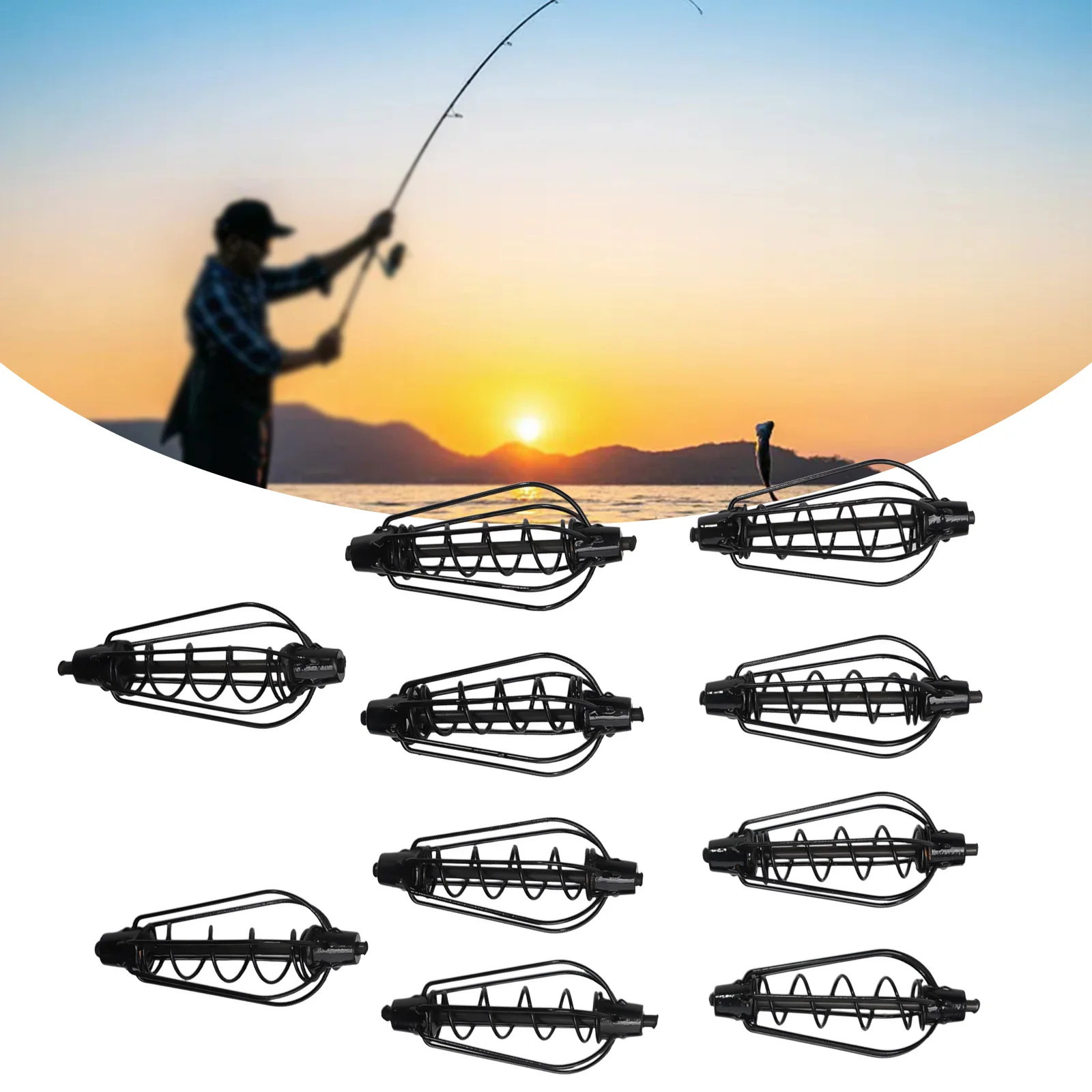 10pcs Carp Fishing Feeder Swim Feeders Spring Sinker 15-30g Outdoor Carp Fishing Bait Cage Inline Fishing  6 Wire Method Feeder