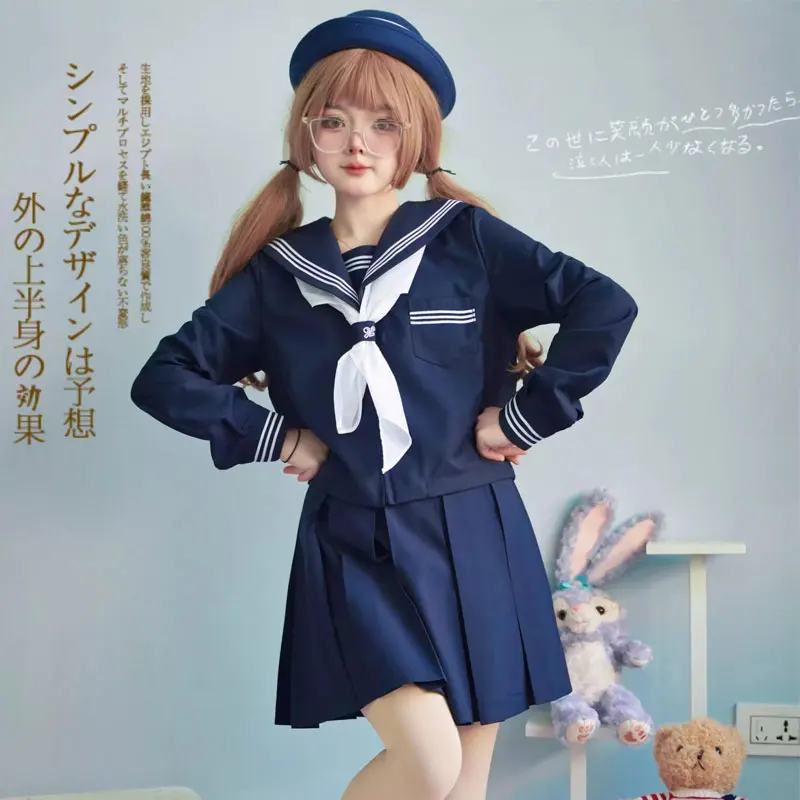 Uniforme de marinero de la Marina para niñas, traje de escuela secundaria, uniforme japonés JK, vestido de marinero para estudiantes, disfraz de colegiala Seifuku coreano, S-2XL