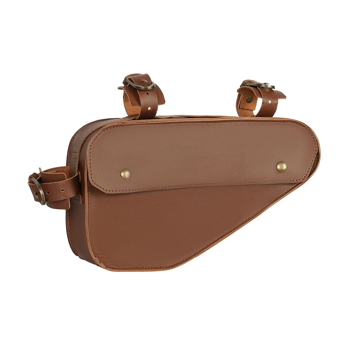 

Top Tube Leather Bike Bag with Magnetic Side Access and Adjustable Straps for Secure Storage During Mountain and Road Rides