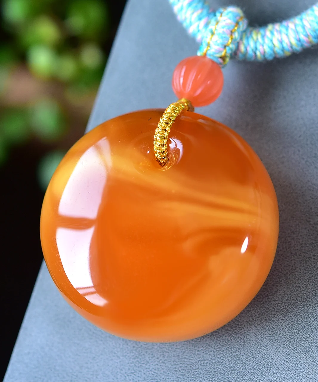 Natural Orange Amber Pendant Donut Yellow 35:17mm Gemstone Pendant Necklace Jewelry AAAAA