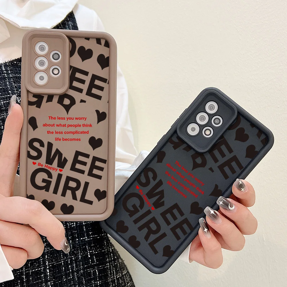 Case For Samsung S26 S25 S23 S22 Ultra Plus S24 FE A15 A55 A56 A54 A17 A07 A36 A53 A57 A37 Creative Love Heart Silicone Cover