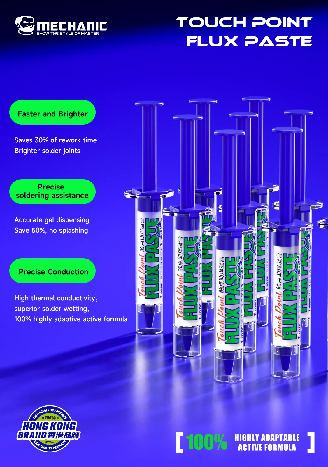 MECHANIC SF38 10CC Touch Point Flux Paste High Conductivity No-residues Electronics PCB Welding Repair Contact Gel Flux Tools