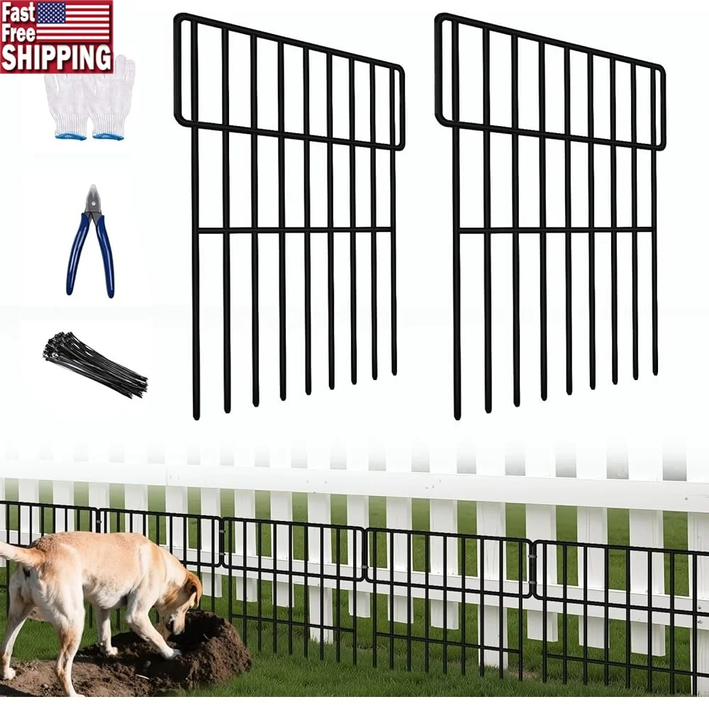 

25 Pack No Dig Animal Barrier Fence 17in High 27ft Long Metal Dog Defense Rustproof Garden Fencing